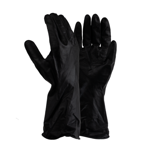 Black Builders Gloves, Individually Packed - Latex, Flock Lined 30cm
