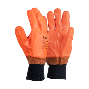 Orange PVC Freezer Knit Wrist Gloves
