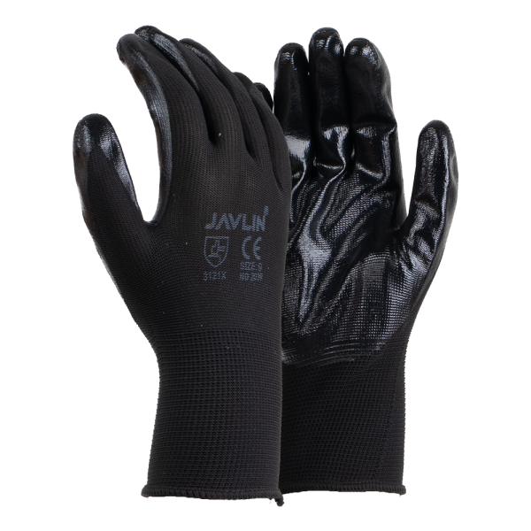 Black Nitrile Coated Gloves with smooth finish