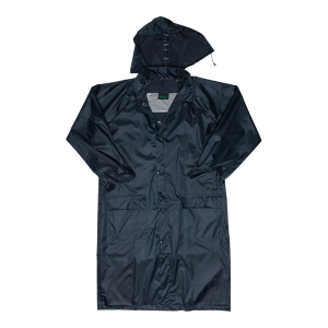 Polyester PVC Calf Length Rain Coat - Navy, 4XL
