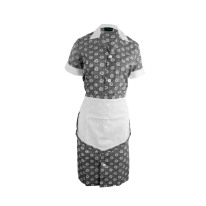 Women’s Printed Three Piece Housekeeping Uniform - Black & White, 5XL