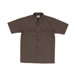 Boys Short Sleeve Shirt, Two chest Pockets with Flaps and button closure - Taupe, 16.5