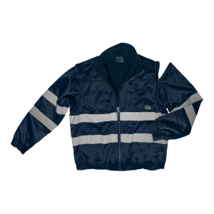HI-VIS Fleece Lined Bomber Jacket - Navy, XL