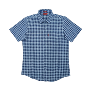 Men’s Short Sleeve Slim Fit Shirt - Mykono Navy & Blue, XL